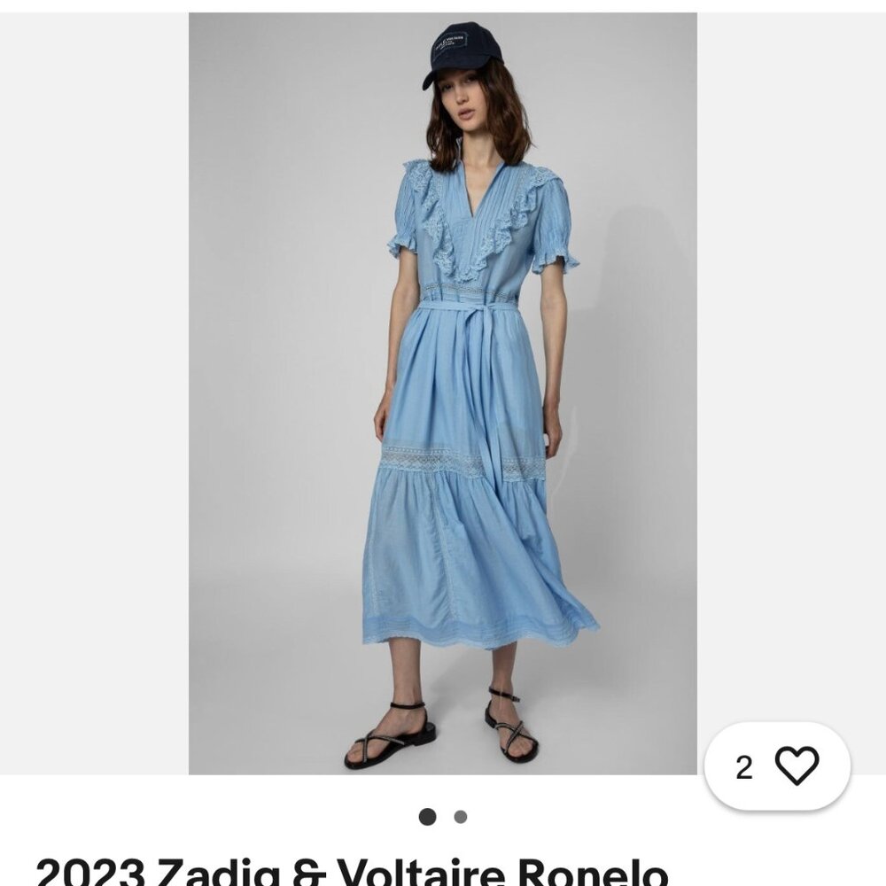 New Zadig & Voltaire Ronelo Tomboy Ruffled Cotton Midi Dress Women's Size M